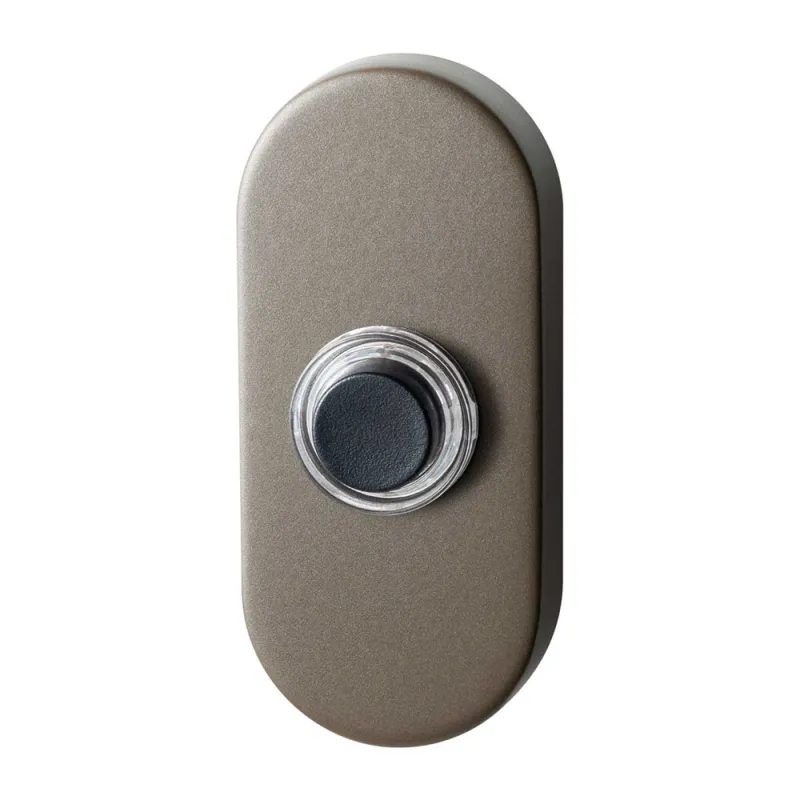 Beldrukker ovaal 70x32x10mm met zwarte button Mocca blend