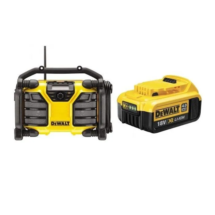 DeWALT DCR017 DAB+ Bouwradio en Acculader + DeWALT  DCB182 4.0Ah accu
