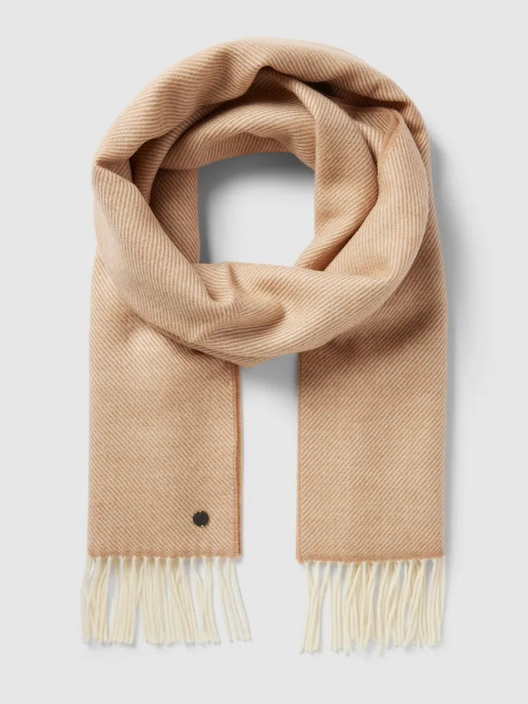 Fraas Sjaal met streepmotief in camel